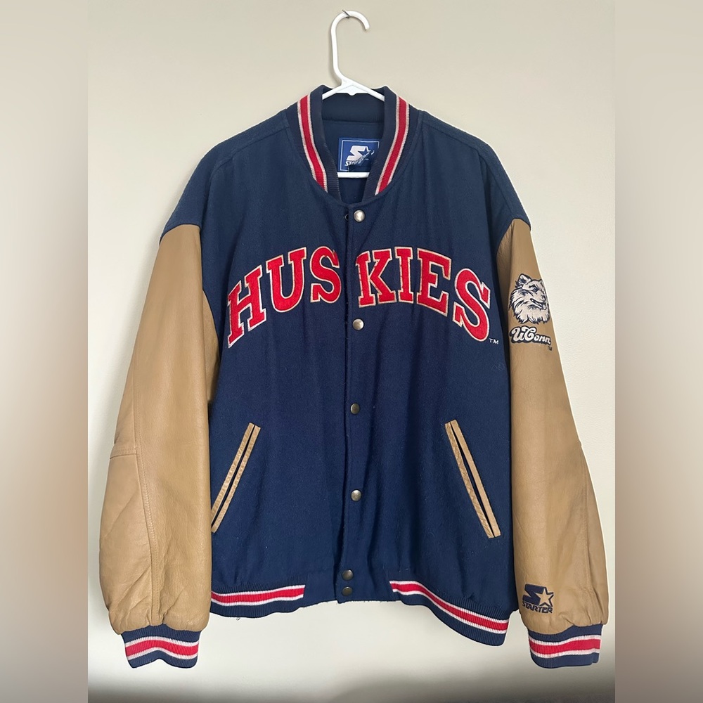 UCONN 1990’s STARTER Blue Wool Jacket XL